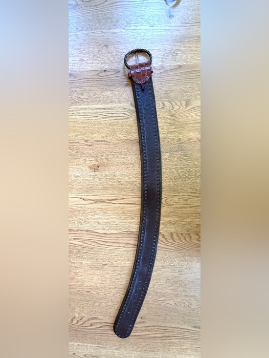 Ganni Brown Croc Embossed Genuine Leather Belt Italy Size 30/38 Western Boho main image 5